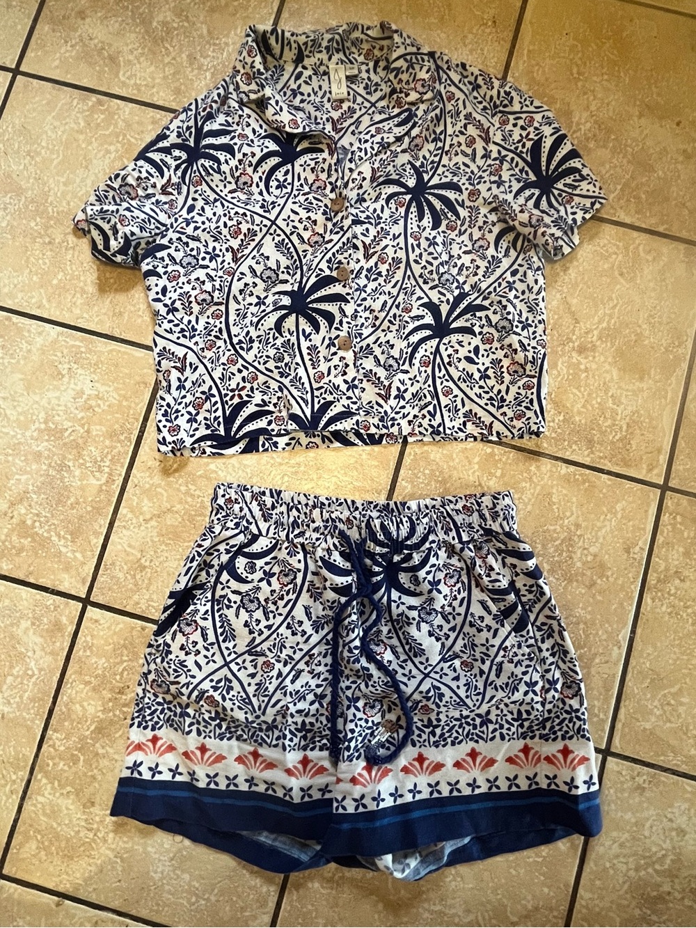 Joie Women's 2-piece Pajama Set Boho Tropical Geometric Print